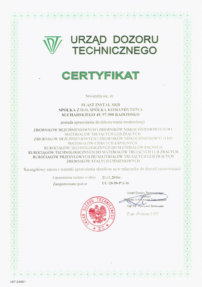 Zertifikat der Technischen Aufsichtsbehörde